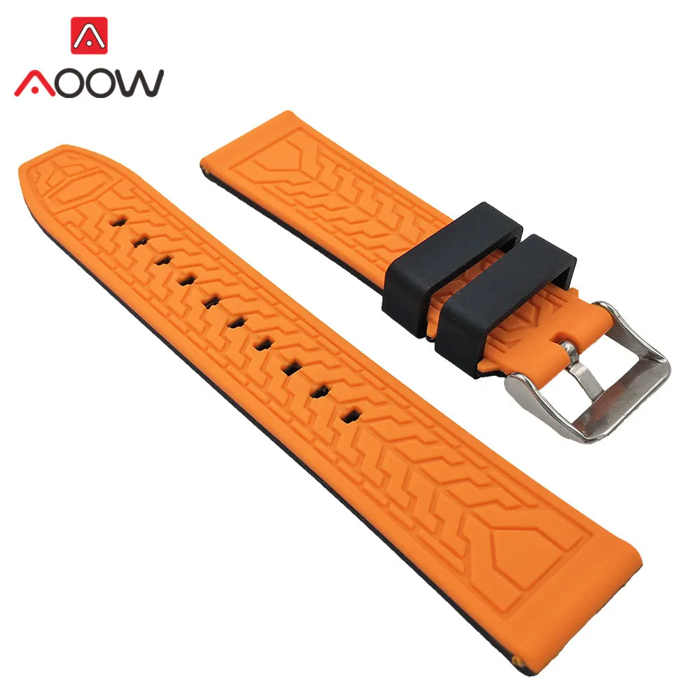 Soft Silicone Sport Watchband 20mm 22mm 24mm 26mm Rubber Diving Waterproof Men Replacement Bracelet Band Strap Watch Accessories