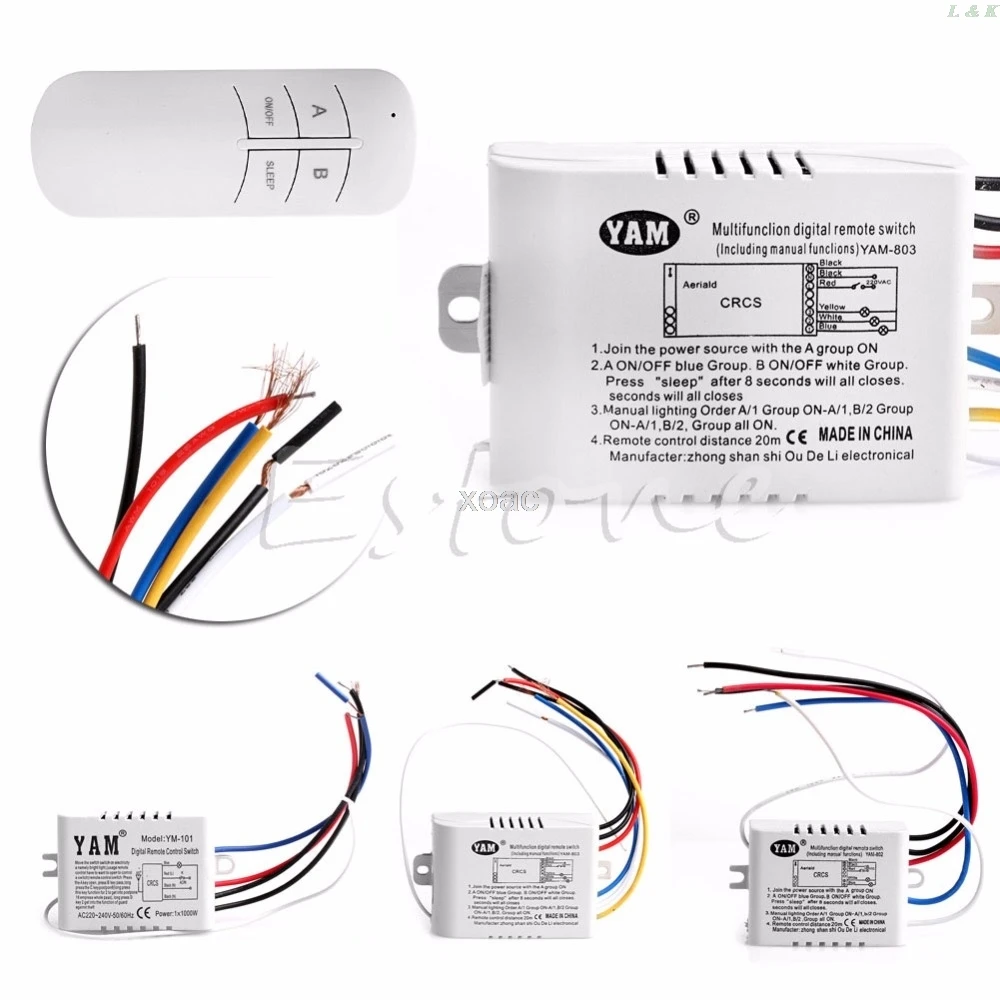 220V 1/2/3 Ways Wireless ON/OFF Lamp Remote Control Switch Receiver Transmitter   M09 dropship