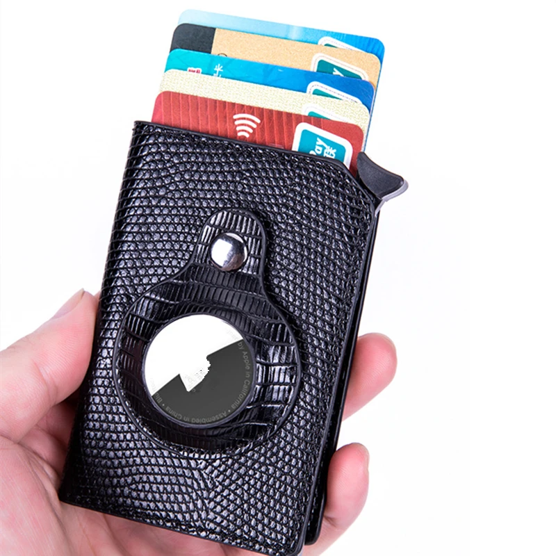 

Новый кожаный чехол для кредитной карты AirTag, кошелек с блокировкой RFID, мужской кошелек для денег со встроенным держателем для Apple AirTag