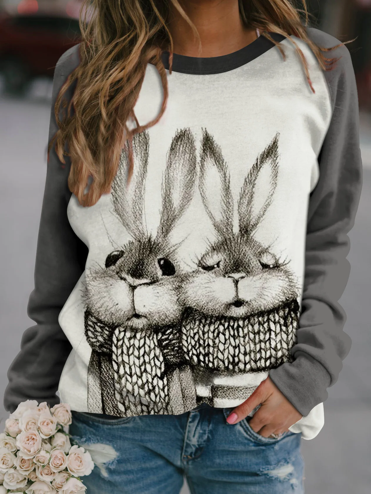 Kawaii Animals Cat Rabbit Floral 3D Printed Women Hoodies Streetwear Sweatshirts Oversized Pullover Tracksuits Girls Tracksuits