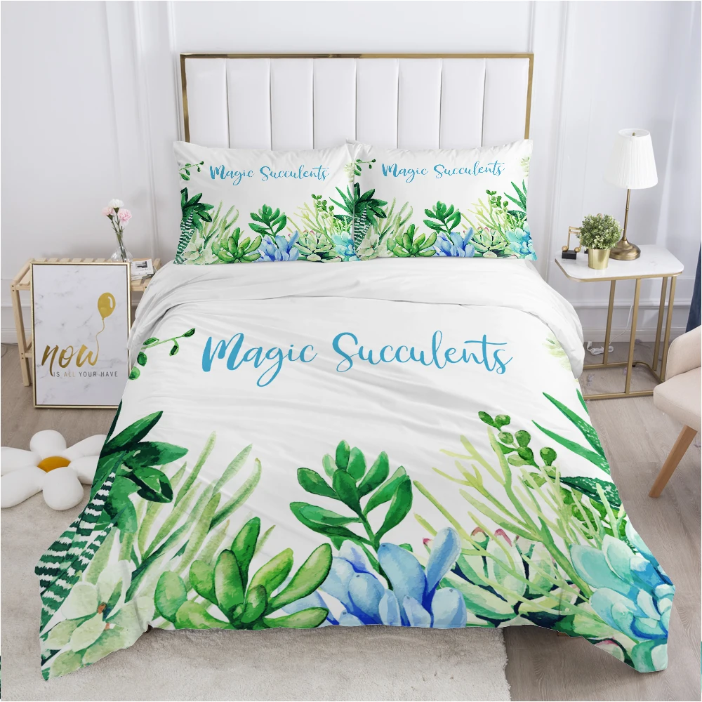 Nordic bedding set Duvet cover set pillow case 50x75 Bed linens Bed cover 220x240 140x200 150*200 Magic cactus