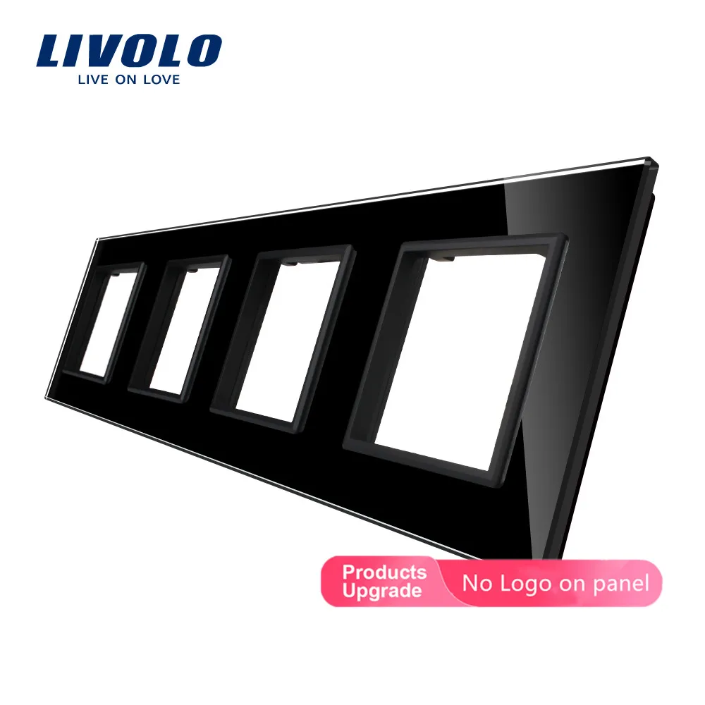 Livolo Wall Switch Panel,Quadruple Luxury Crystal Glass, 294mm*80mm for  EU Standard Israel Socket C7-4SR-11/12/15