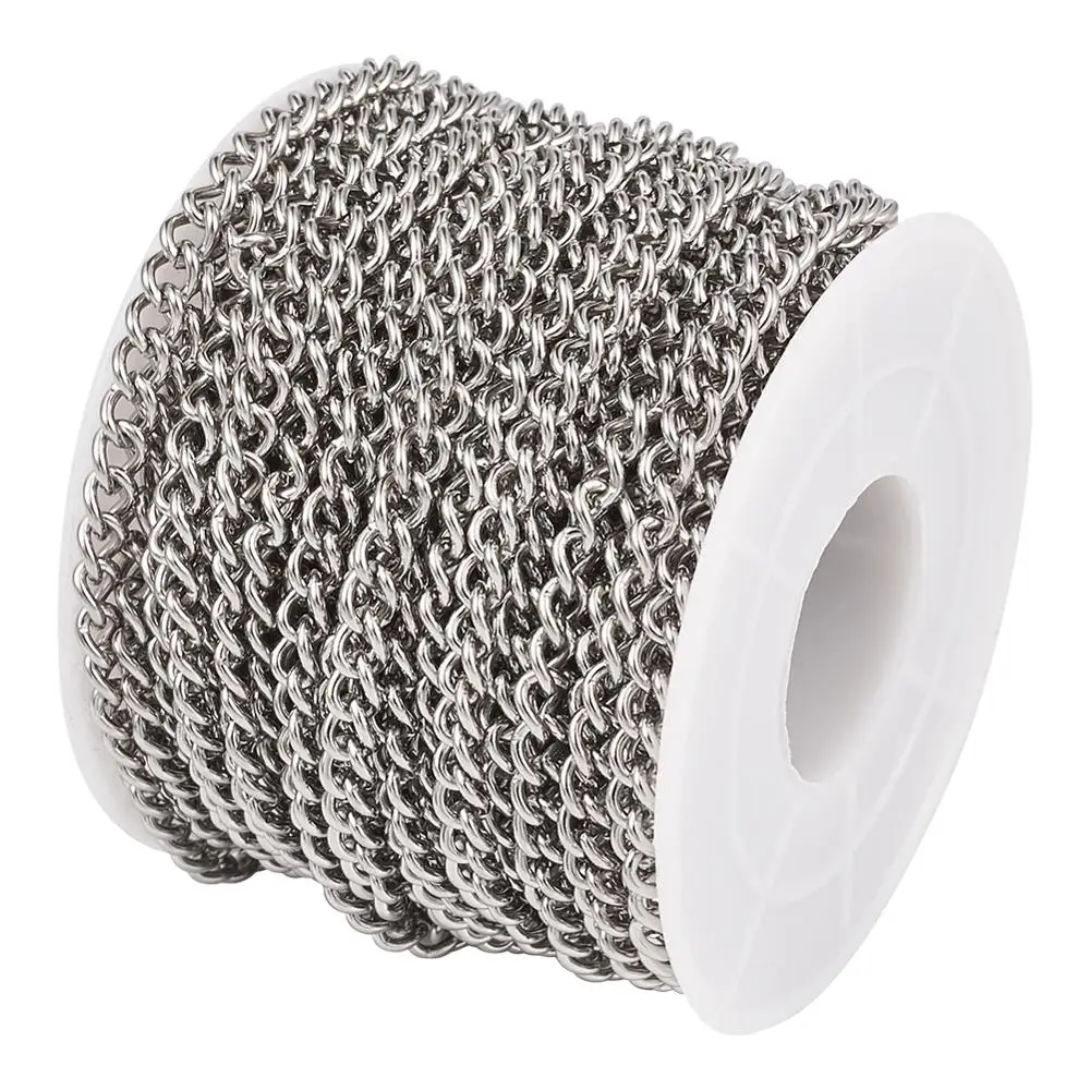 

about 10m/roll 304 Stainless Steel Unwelded Curb Chains 5x3.5x1mm for bracelet necklace jewelry DIY making accessories