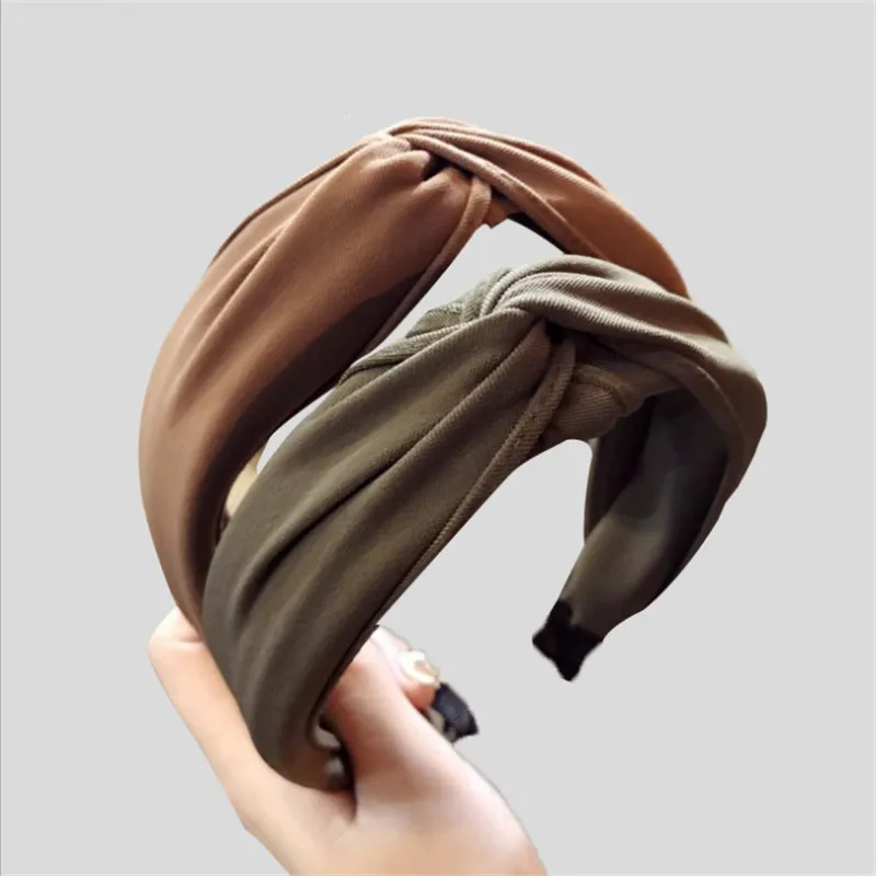 

Korean style simple fashion hair accessories headband autumn and winter wide-brimmed fabric hair cave ladies net red headband