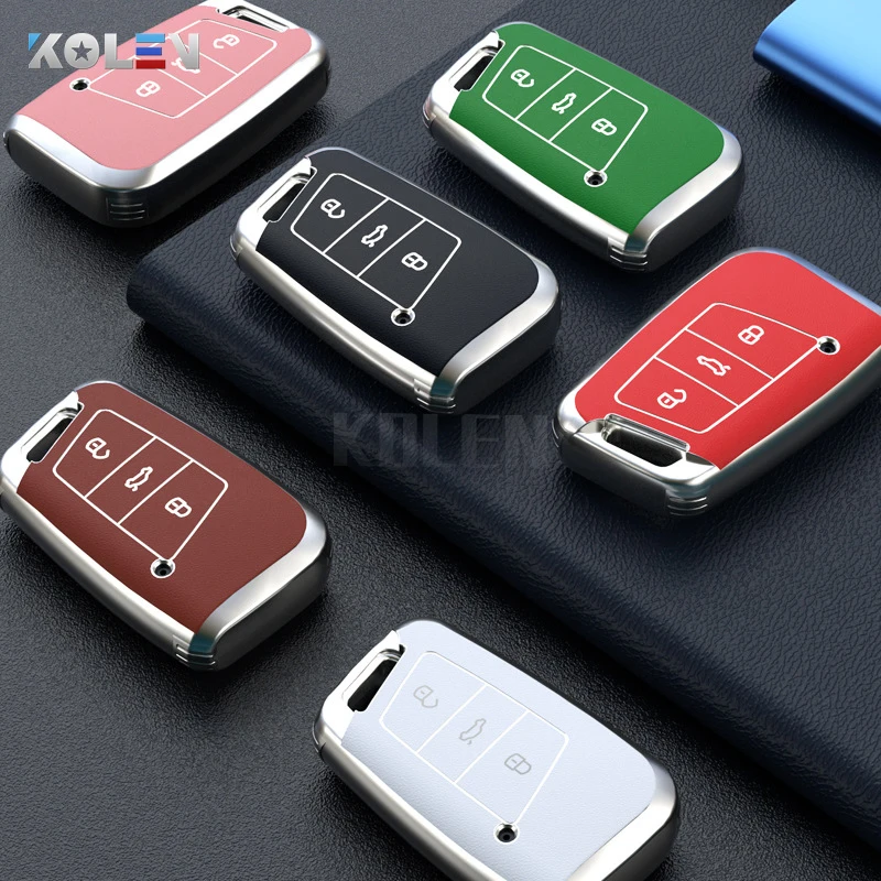 Tpu Leather Car Key Case Cover Protector Fob For VW Volkswagen Passat B8 Magotan Golf For Skoda Kodiaq Superb A7 Accessories - Image 2