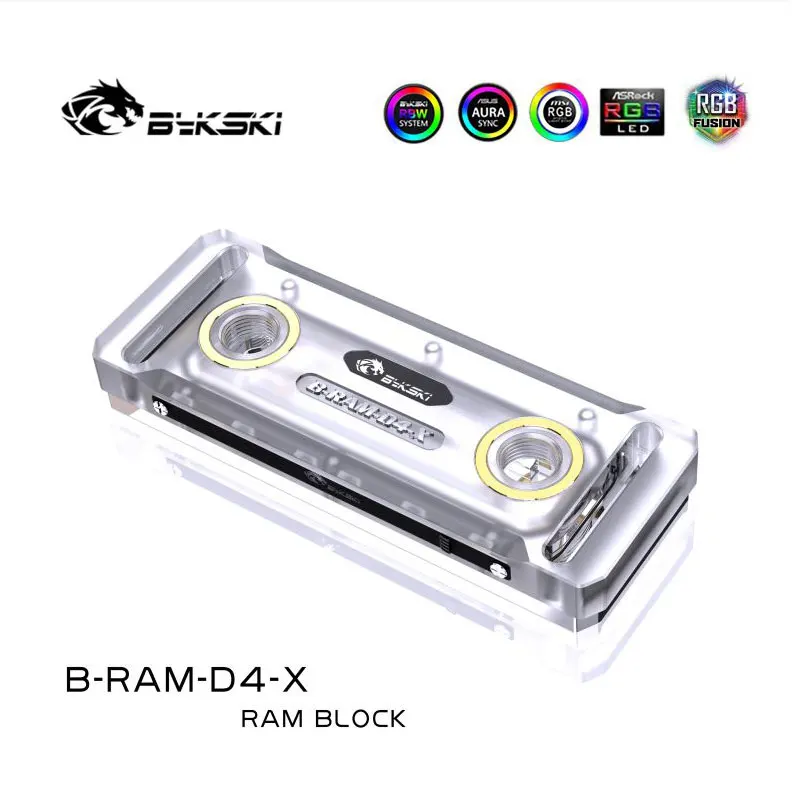 Bykski PC water cooling Memory card cooler Ram Water Block Acrylic Cover Support Two Ram Channel RBW RGB B-RAM-D4-X