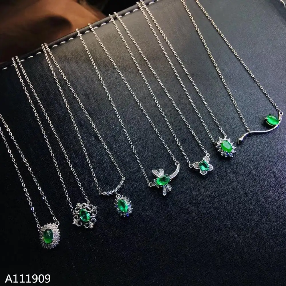 

KJJEAXCMY boutique jewelry 925 sterling silver inlaid Natural emerald necklace Women's pendant supports inspection high quality