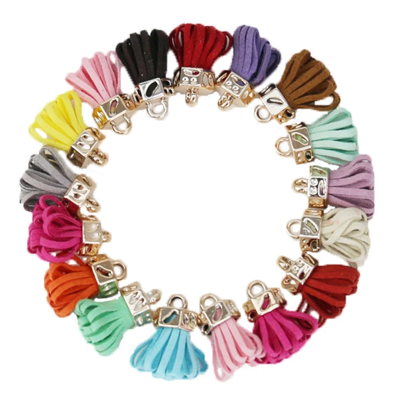 

(20 pieces/lot ) Gold hat Tassel Vintage Leather Tassels Fringe for Purl Macrame DIY Jewelry Keychain Cellphone Straps Pendant