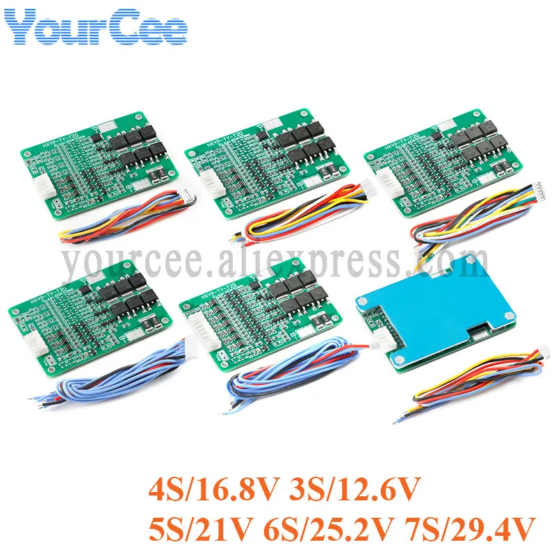 3S 4S 5S 6S 7S 15A BMS 20A 18650 ion Lithium Battery Protection Board Module 12.6V 16.8V 21V 25.2V 29.4V Packs Heatsink