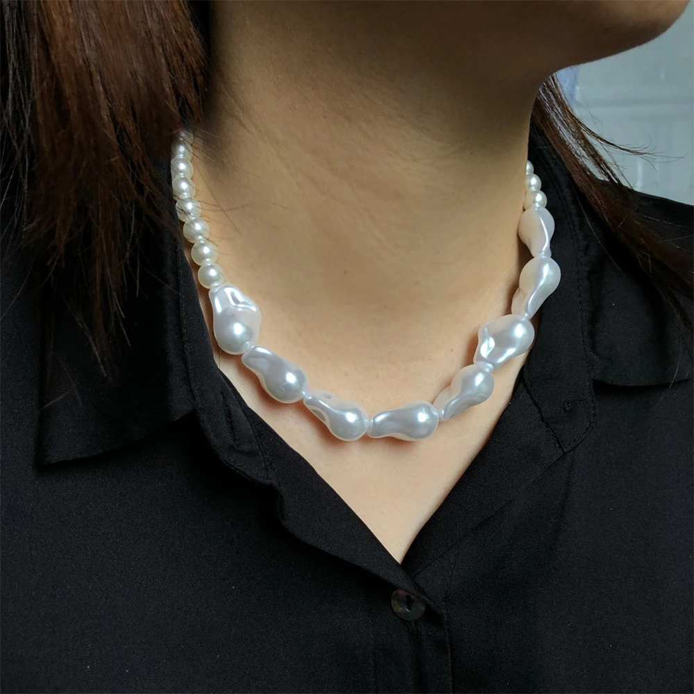 Handmade Beaded Baroque Pearls Choker Necklace Women Elegant Fashion Wedding Engagement Party Imitation Pearl Clavicle Chain