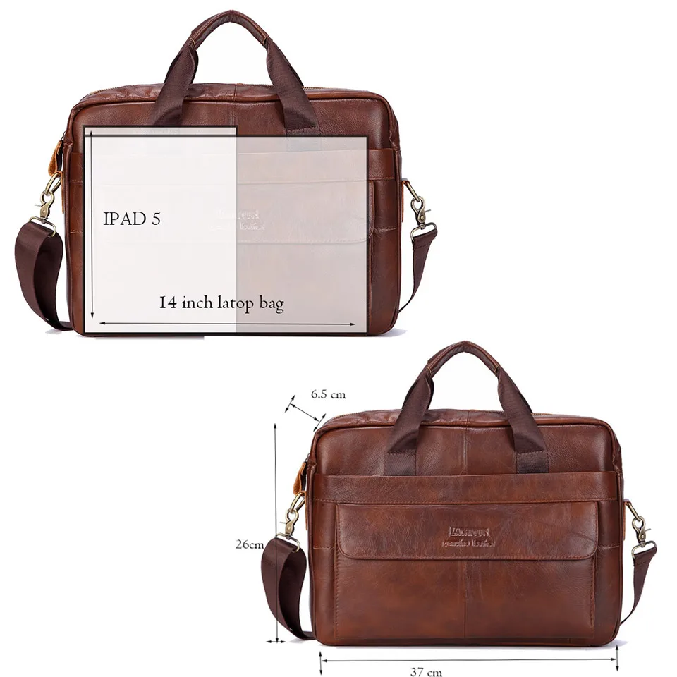 Imagem -04 - Homens de Couro Genuíno Bolsas de Couro Casual Bolsas de Computador Portátil Masculino Negócios Viagem Mensageiro Bolsas Crossbody Bolsa de Ombro