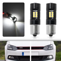 2 sztuk biały Canbus P21W 1156 BA15S żarówka LED dla 09-14 VW Polo Mk5 Gti 6R Passat B7 Skoda LED światło do jazdy dziennej DRL