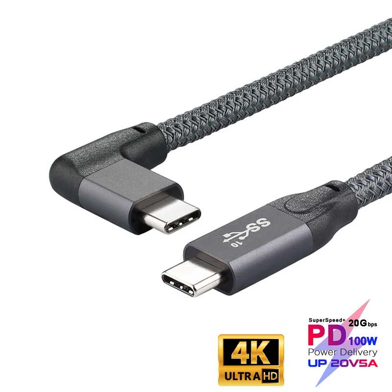 

100W PD 5A Curved USB3.2 Type-C Male to Male Cable 4K @60Hz 20Gbps USB-C Gen 2 Cord For Macbook Pro/ Air Nintendo ASUS HP USB4