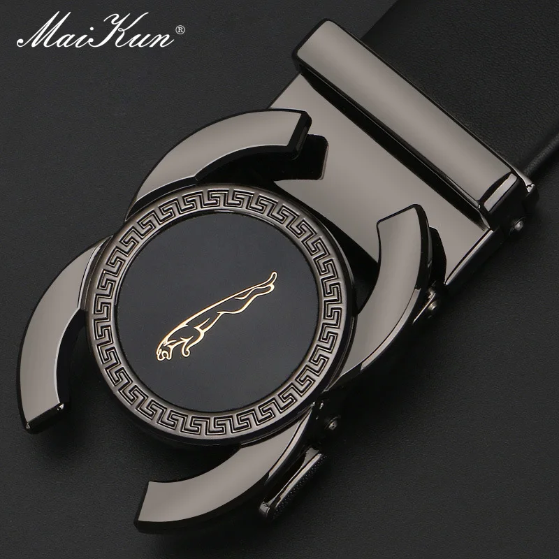 Maikun Men's Genuine Leather Belt Edging Two-Layer Cowhide Alloy Automatic Buckle Business Casual