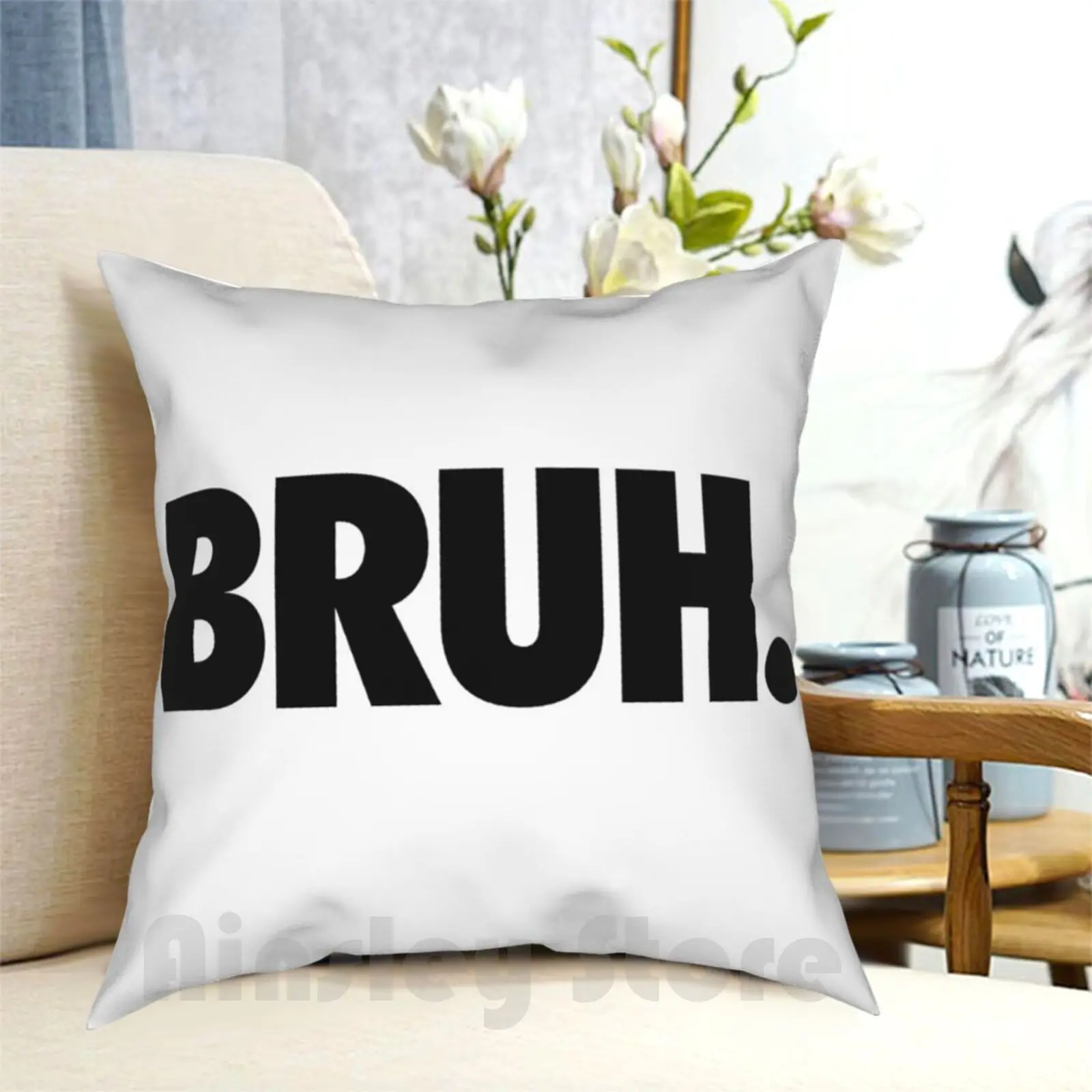 Bruh. Pillow Case Printed Home Soft DIY Pillow cover Bruh Internet Meme Cube Camo Camouflage Pink Warning Does Not Play