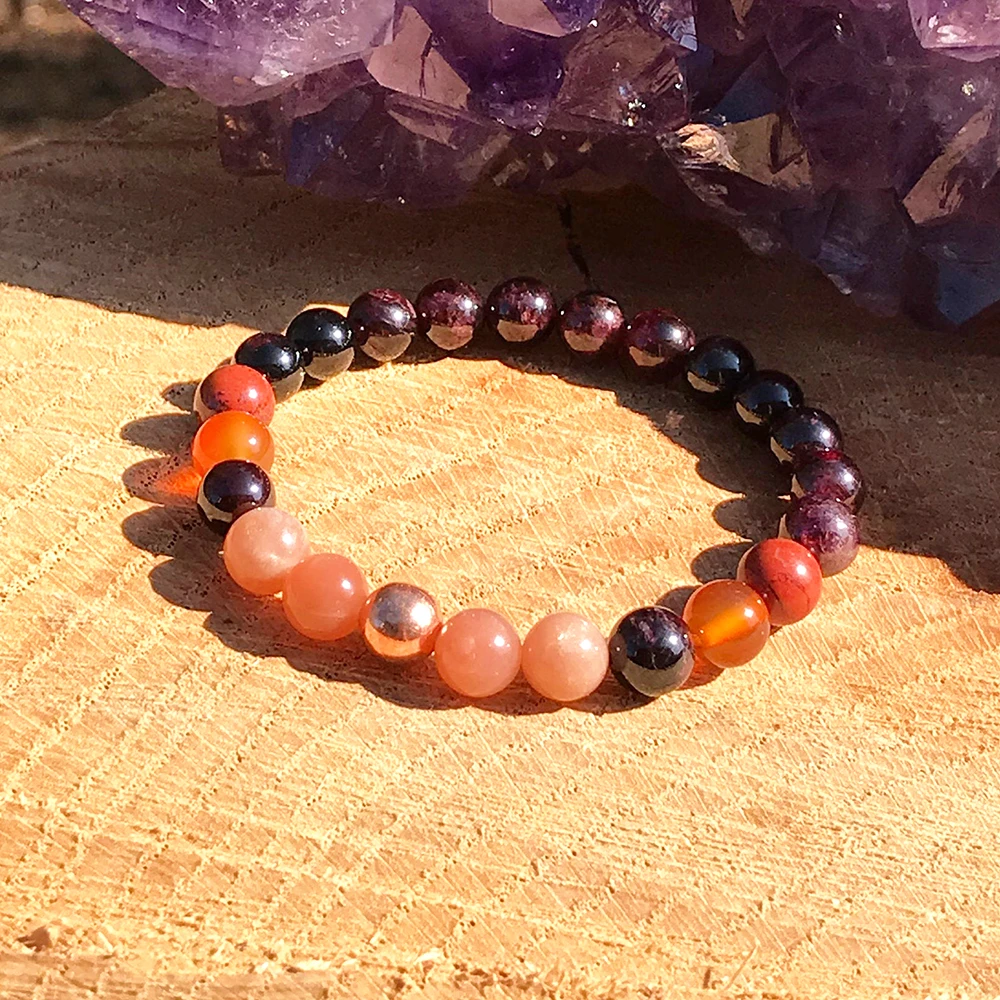 Wholesale Natural Garnet Sunstone Bracelet Energy Vitality Bracelet AA Grade Crystals Chakra Healing Bracelet