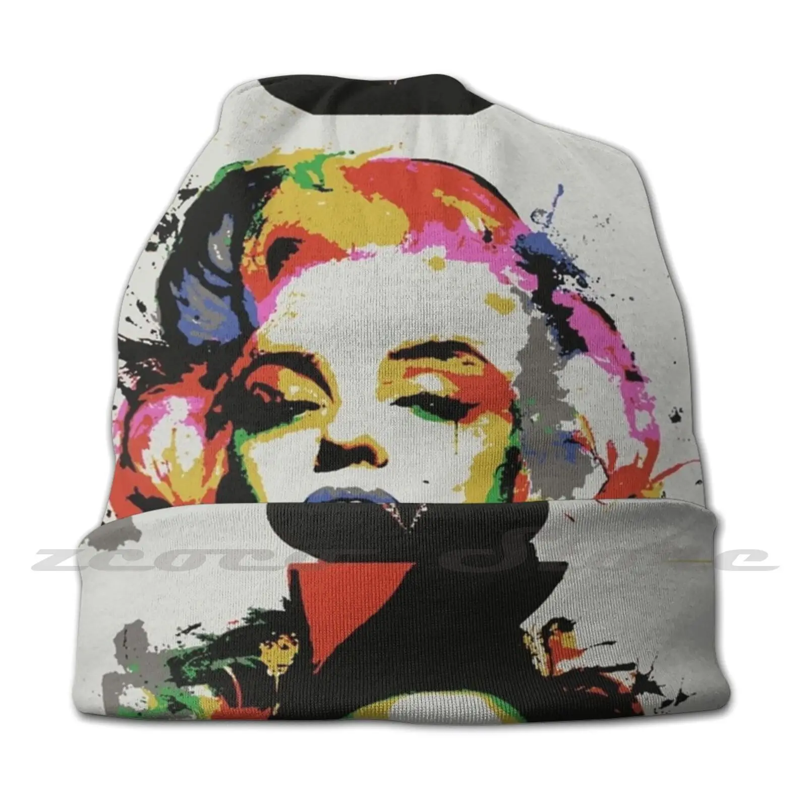 Marilyn Monroe Pop Art Fractal | Rainbow Marilyn Kitsch Art Knit Hat Elastic Soft Personalized Pattern Present Cap Marilyn