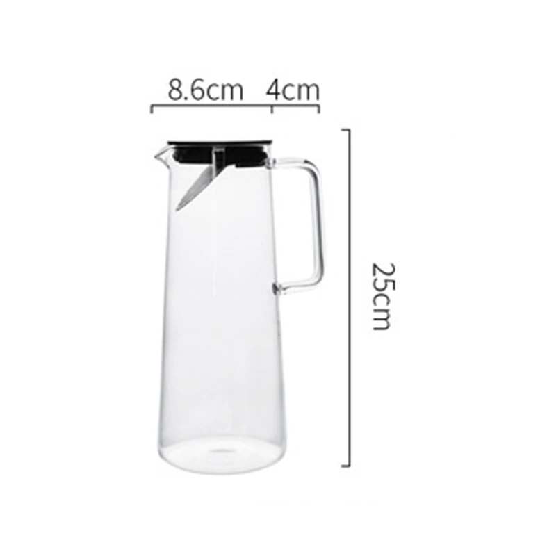 Transparent Heat Resistant Glass Water Bottle, Kettle Jar, Large Capacity, Coffee Pot with Handle, Teapot Pitchers, 1.2L