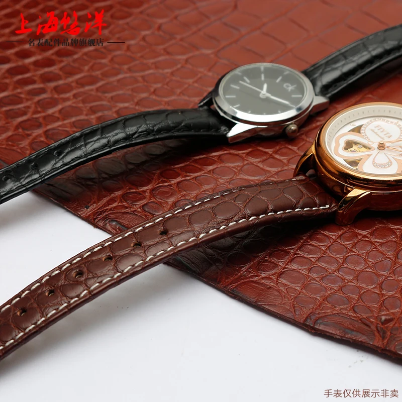 Alligator leather watchband small women\'s watch chain black brown 12mm 13mm  14mm 15mm 16 17mm for Armani F-iyta Wristband strap