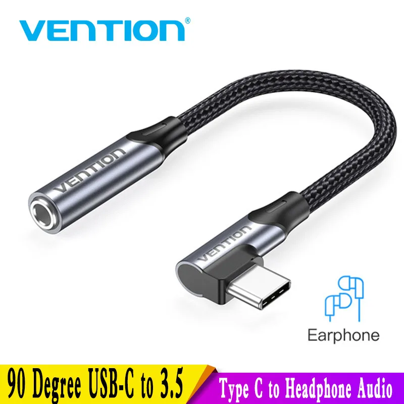 Vention Type C to 3.5 Jack Earphone USB-C Type C to 3.5mm Headphone AUX Adapter Audio Cable for Huawei P40 P30 Pro Xiaomi 10 New