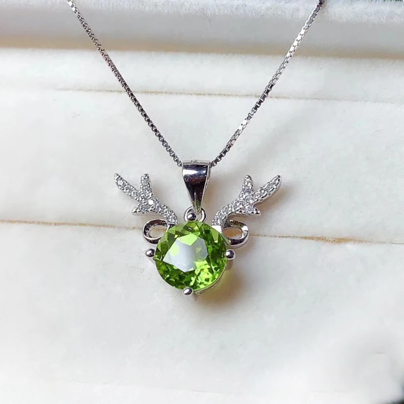 

CoLife Jewelry VVS Grade Peridot Pendant for Woman 6mm Natural Peridot 925 Silver Peridot Jewelry Brithday Gift for Woman