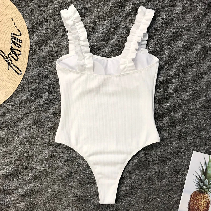 2023 New Sexy One Piece Swimsuit Women Wood Ear Ruffle Swimwear Push Up Monokini Bathing Suits Summer Beach Wear Swimming Suit