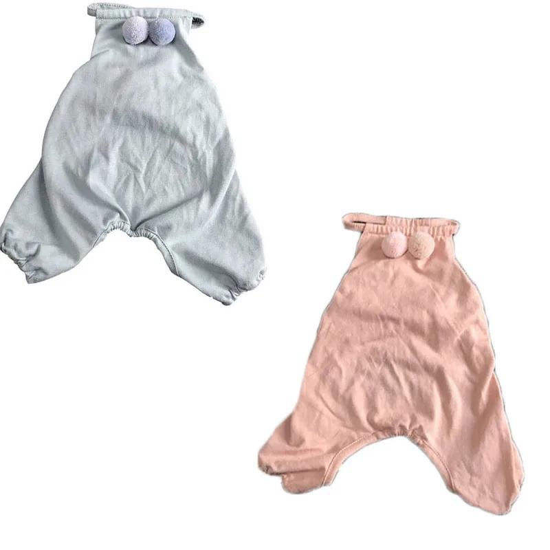 Cotton Dog Pajamas 4 Legs Pet Clothes Jumpsuit Vest Shirt with Hairball PJS Puppy and Cat Pyjamas Lightweight for Small Dog Cats