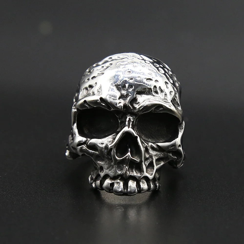 Gothic 316L Stainless Steel Skull Ring Jewelry Punk Retro Skull Biker Ring For Men Dropshipping Store