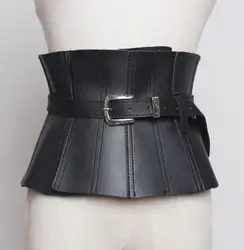 Women's runway fashion slim pu leather Cummerbunds female Dress coat Corsets Waistband Belts decoration wide belt R1762