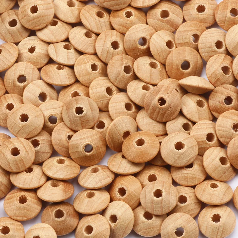 Cuentas espaciadoras redondas de madera de haya Natural, 13x6mm, cuentas sueltas de madera de Color para la fabricación de joyas, accesorios para