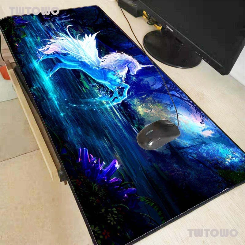 

Anime Black Pegasus Large Size Gaming Mouse Pad Anti-slip Natural Rubber Computer Gamer Mousepad Desk Mat Locking Edge