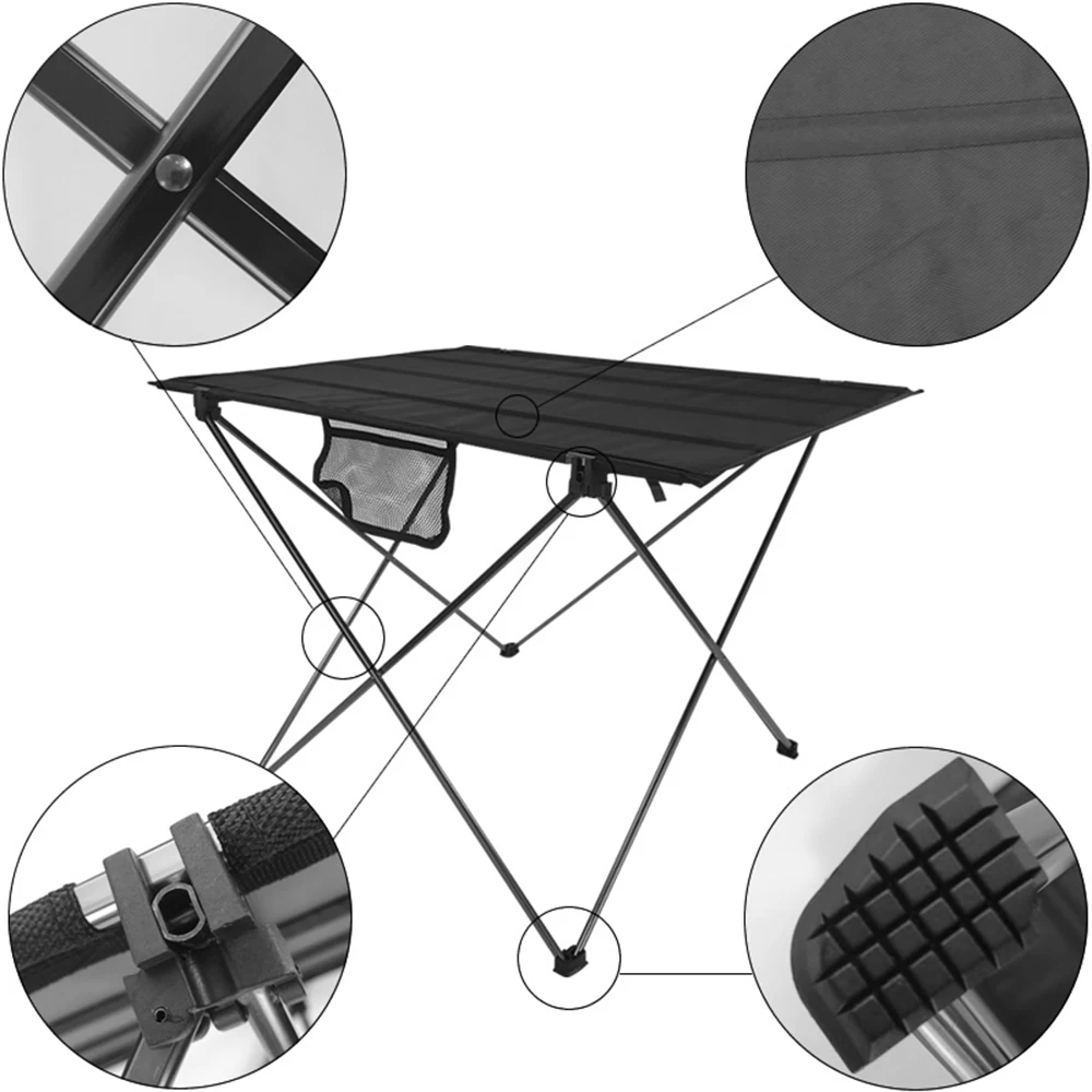 Ultralight Portable Folding Desk Aluminum Alloy Outdoor Table for Fishing Picnic BBQ Large Size Red Gray 75cm