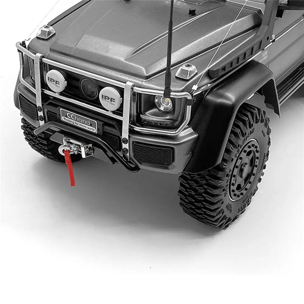 Metal Front Bumper with LED Lamp Spotlight for 1/10 TRX6 G63 TRX4 G500 RC Car Parts Accessories