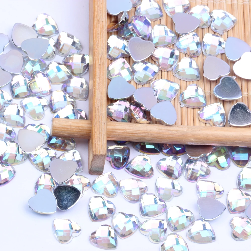 

8mm 2000pcs Acrylic Rhinestone Heart-Shape Flatback Earth Faceted Many Colors Choose DIY Craft Backpack Garment Accessories