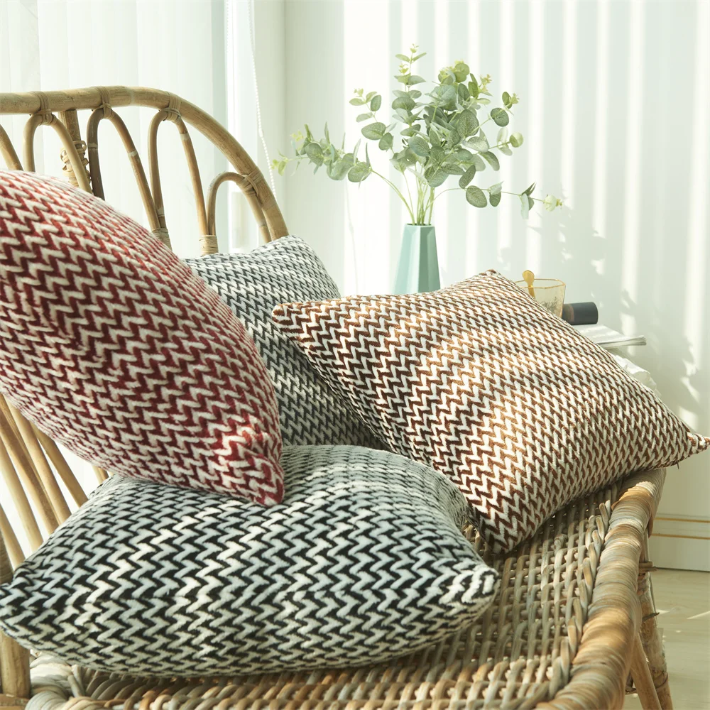 Double-sided Plush Cushion Cover Herringbone Modern Woven Pillow Case Soft Nordic Home Decor Throw Pillow Covers for Sofa Bed