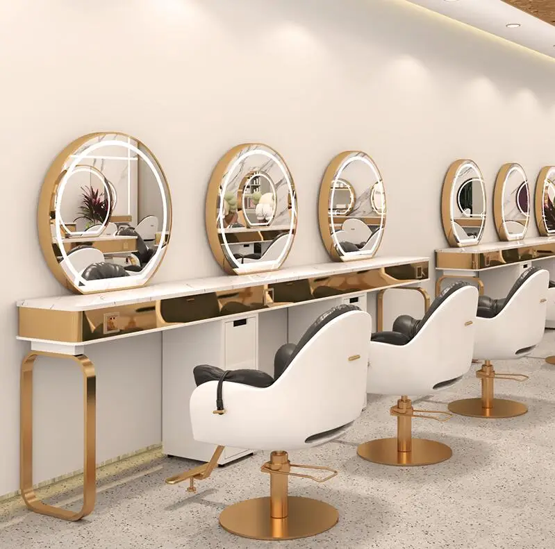 Wanghong barber shop mirror stage hairdressing mirror tide shop ironing and dyeing table hair salon special