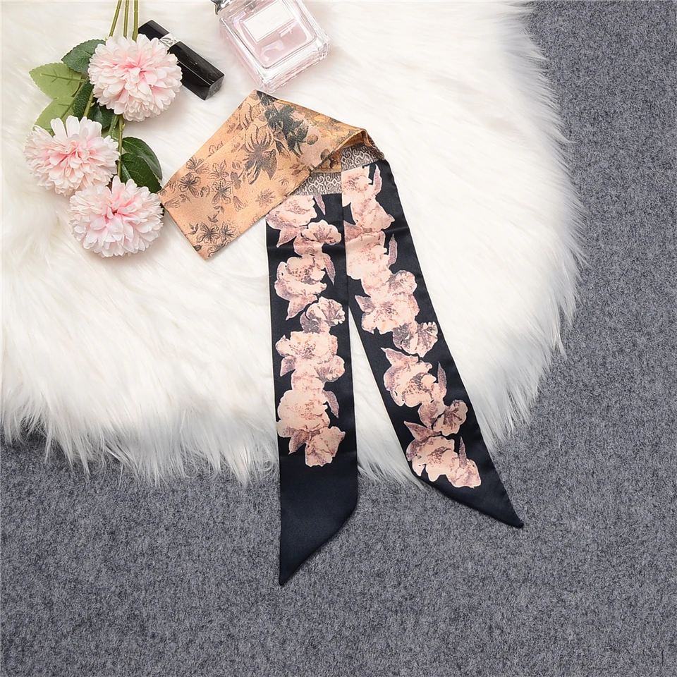 2023 New Design Brand Twill 100% Silk Scarf Women Bag Scarves Wrist Towel Foulard Head Scarf Summer Neckerchief For Ladies