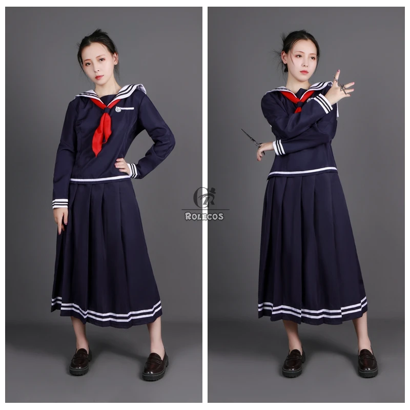 ROLECOS Game Danganronpa Cosplay Costume Fukawa Toko Cosplay Costume Women Black School Uniform Halloween Top Skirt Tie Full Set