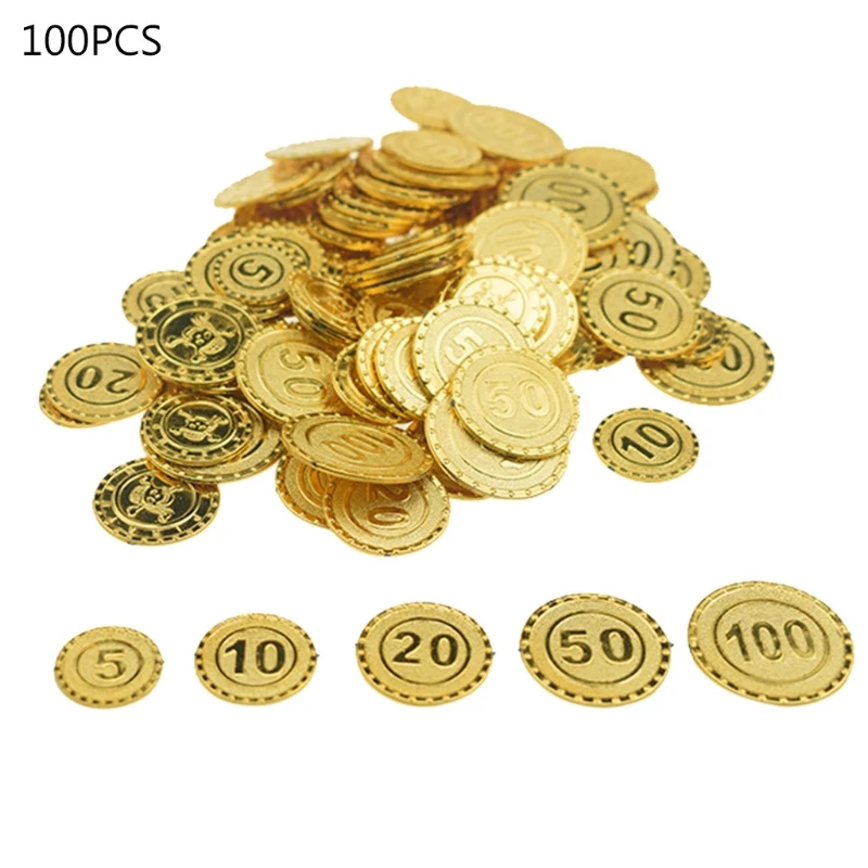 

100pcs Pirates Gold Coins Bargaining Chip Plastic Game Coin for Kid Party Supplies Treasure Coins Christmas . Dropship