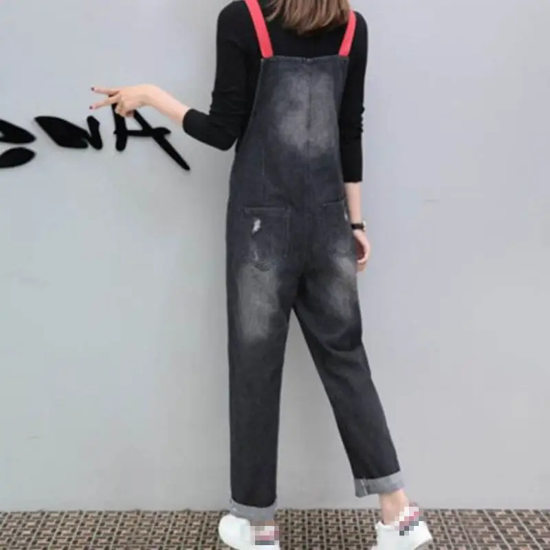 Herbst Neue Mode Frauen Lose Fit Denim Jeans Casual Loch Gerissen Overalls Weibliche Playsuits Europäischen Stickerei Große Größe 5XL