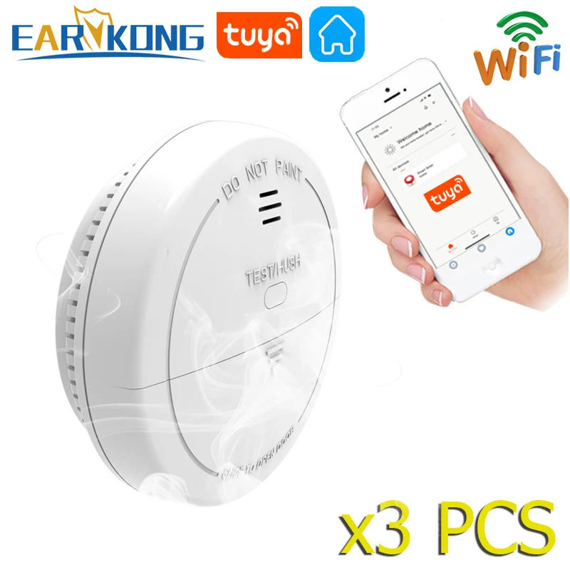 Tuya WiFi เซ็นเซอร์ควันไฟด้านบนควัน Inlet เครื่องตรวจจับ Smokehouse ผสม Fire Alarm Home Security นักดับเพลิง