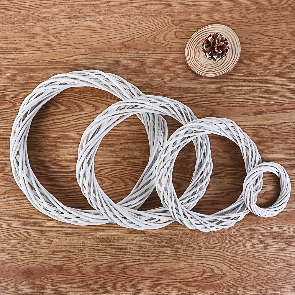 10-30CM Rattan Wicker Ring White Wreath Garland Hanging Vine Ring DIY Party Decorations Ornaments Wedding Wreaths Handmade Craft