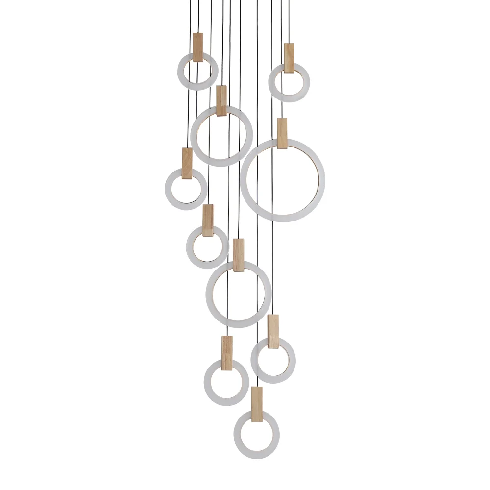 Modern LED chandelier Nordic living room ring hanging lights bedroom fixtures stair lighting home illumination long pendant lamp