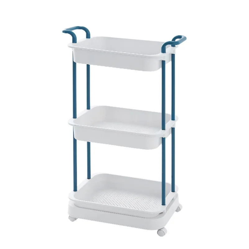 2/3 Tiers Plastic Movable Home Kitchen Organizer Rolling Tool Storage Racking Trolley Utility Carts