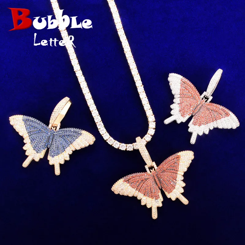 Butterfly Pendant Gold Color Plated Men's Hip Hop Necklace Rock Jewelry