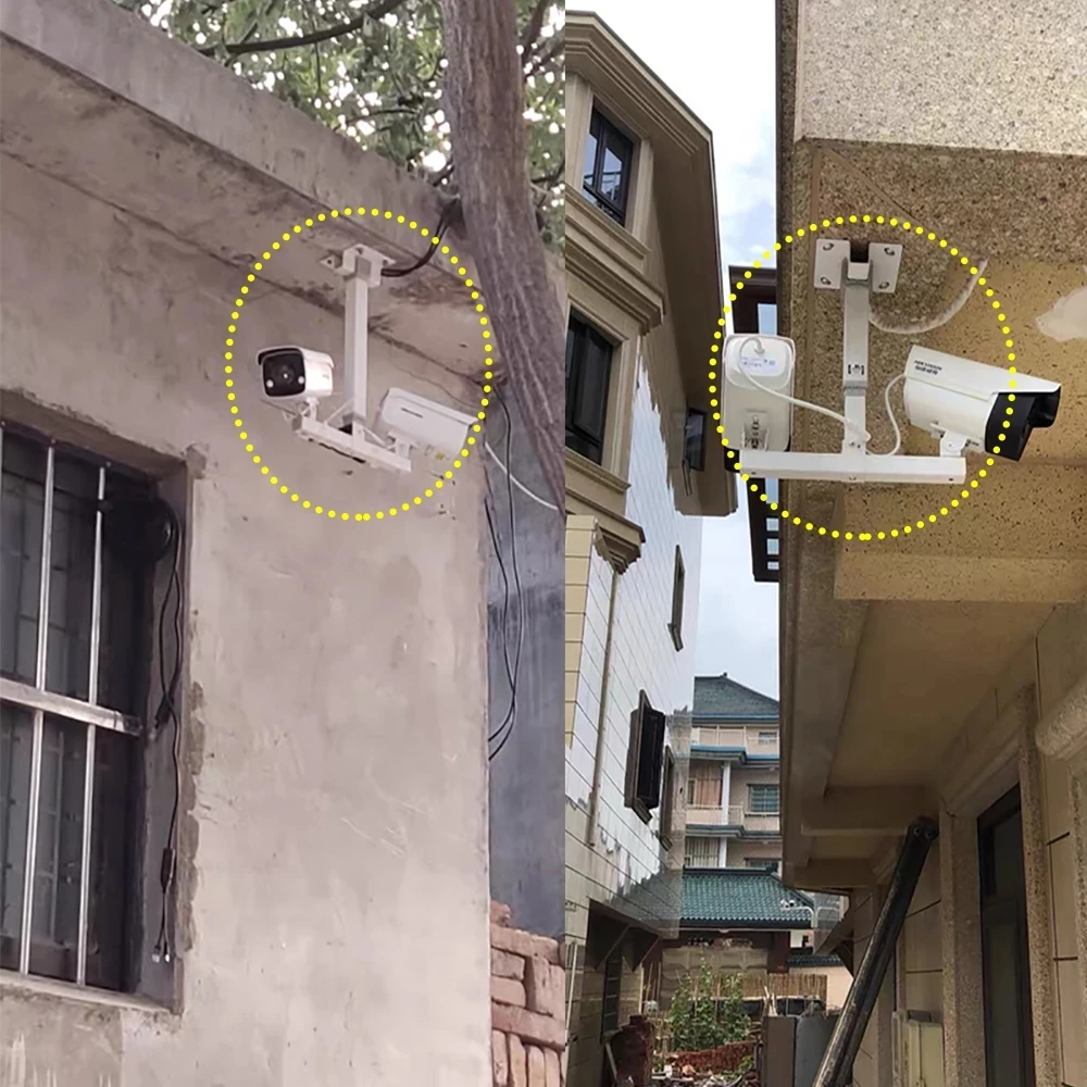 T-Shaped Telescopic Surveillance CCTV Camera Stand Mount Bracket Extension 30-60cm Adjustable Double Camera Lifting Support