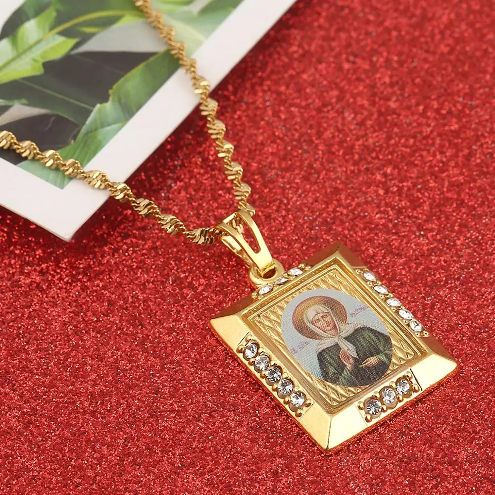 Russia Blessed Matrona of Moscow Pendant Necklaces Catholicism Orthodox Church Virgin Mary Jewelry