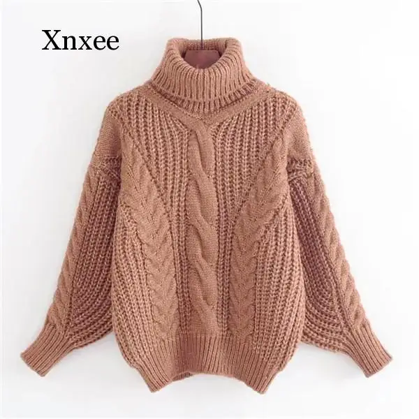 Turtleneck Sweater Women Autumn and Winter Pullover Lantern Sleeves High Stretch Knit Casual Twist Warm Sweater Long Sleeve Yell