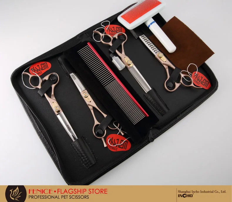 Fenice Hund Schere Set Gerade & Ausdünnung & Gebogene Hundesalon Schere Kits Bichon Teddy Bomei Hund Grooming Schere Set werkzeug Set – Detail 20