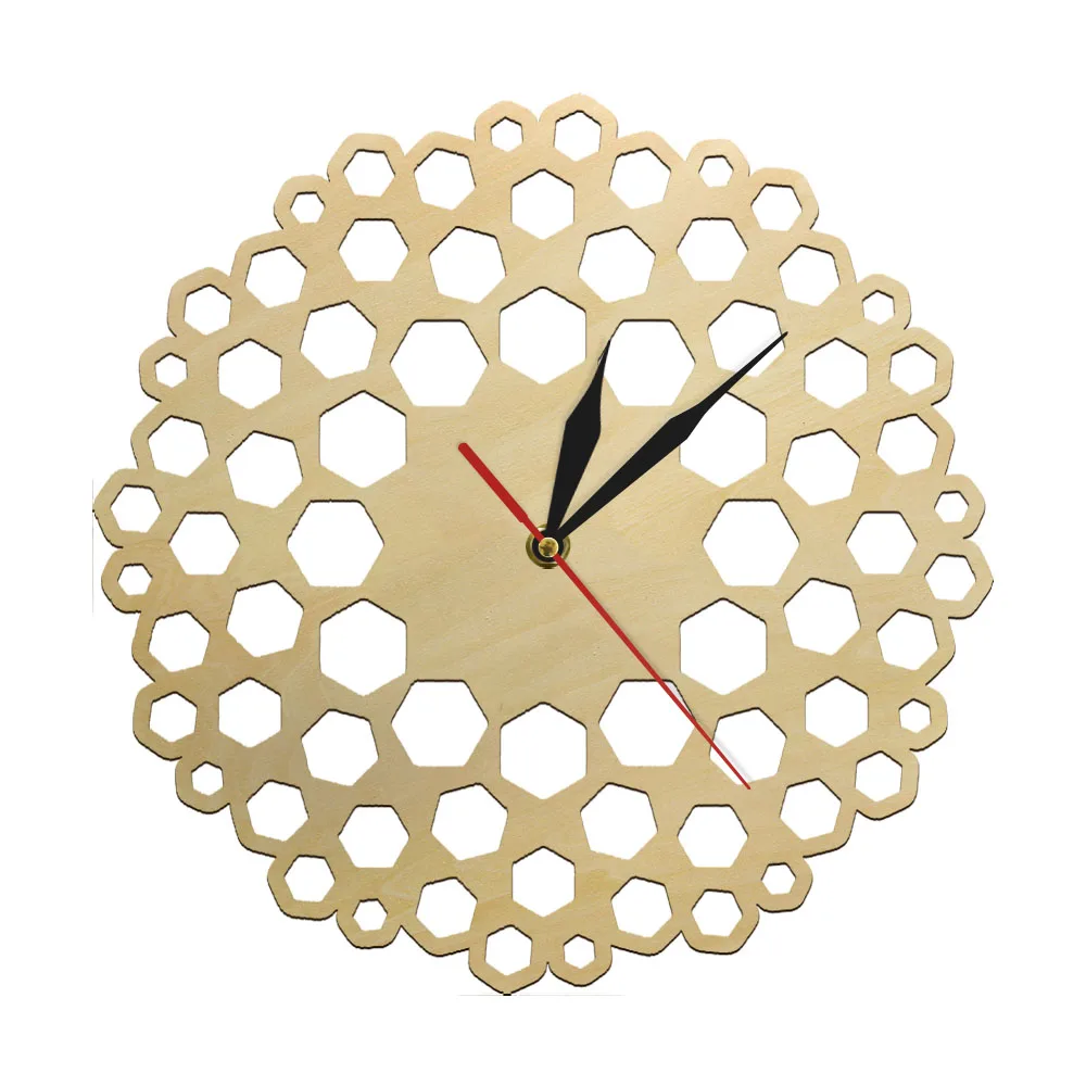 Farmhouse Kitchen Wood Sexangular Wall Clock Hexagonal Silent Non-ticking Horloge Murale Decorative Wood Clock Rustic Wall Art